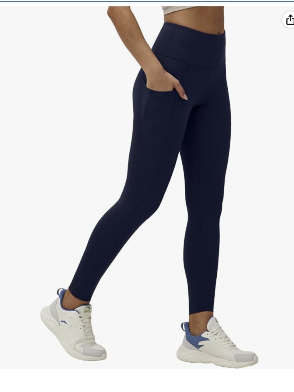 NWT High Waist Yoga Leggings, Squat Proof with Pockets, Navy blue XL